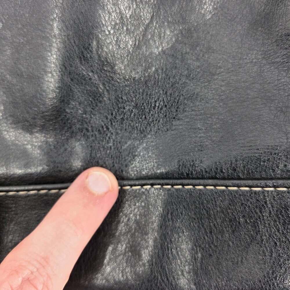 Sag Harbor Black Faux Leather Double Strap Shoulder Bag with Contrast Stitching - Picture 16 of 16